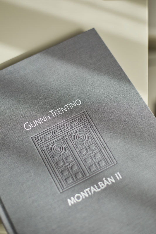 View of the book cover leaning upright